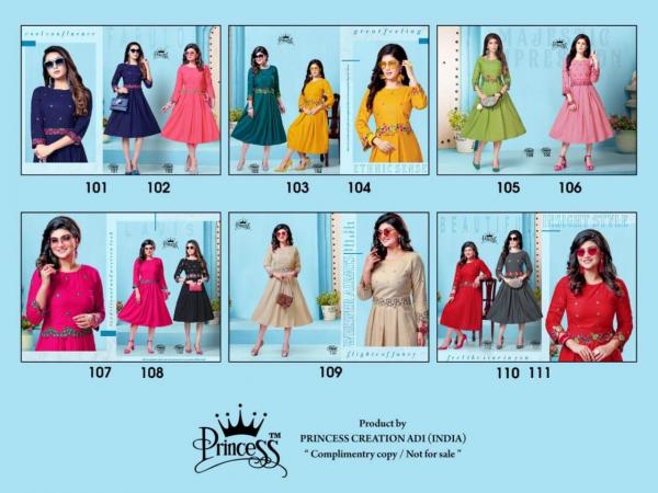 Princess New Smruti Gown Cag Rayon Designer Kurti Catalogue
